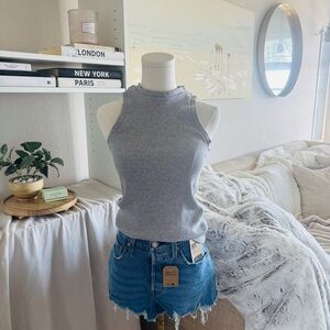 Black Ribbed Tank Top with Breathable Fabric